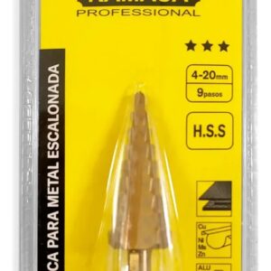 Broca Conica Escalonada Hss Profesional 4-20mm 9 Pasos