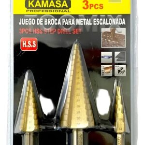 JUEGO DE BROCA PARA METAL ESCALONADA KAMASA 3PCS