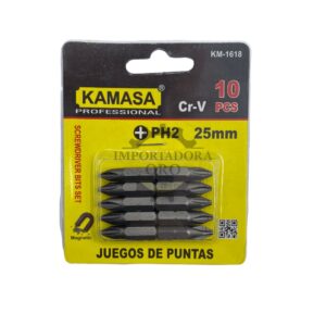 JUEGO DE PUNTAS PH2 25MM. KAMASA 10PCS